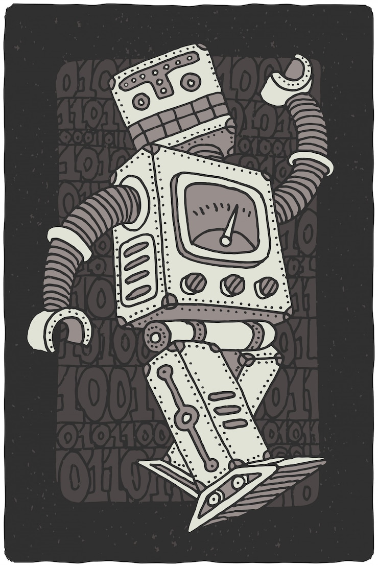 Vector Gratis funny vector robot drawing
