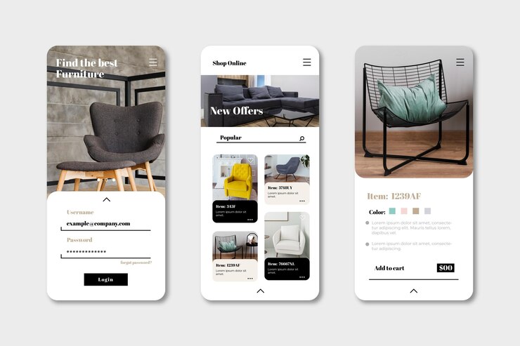 Vector Gratis furniture shopping app interface