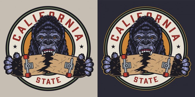 Vector Gratis gambar bundar vintage seluncur papan warna-warni