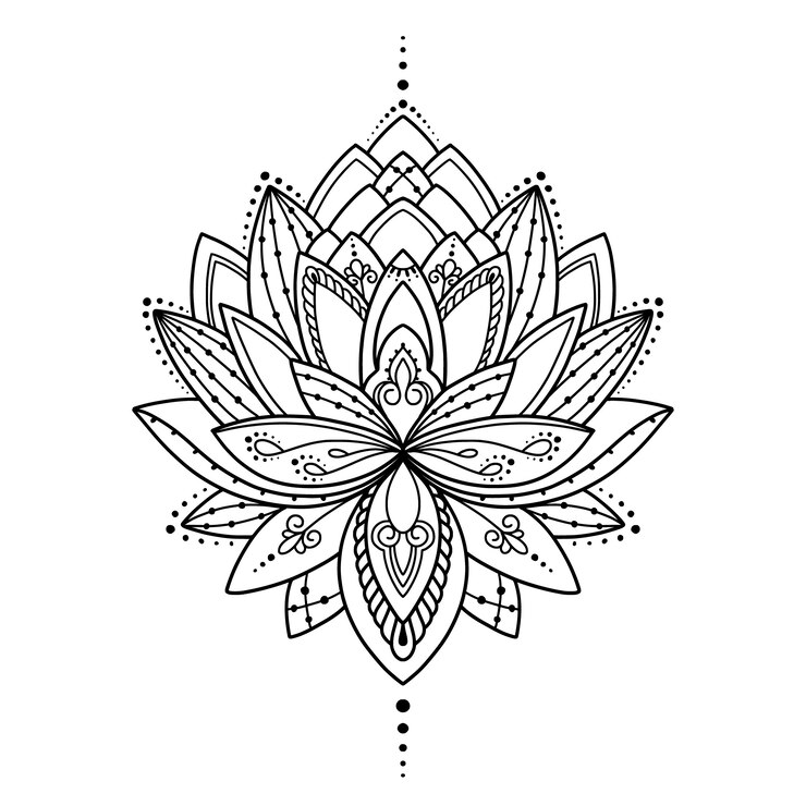 Vector Gratis gambar bunga lotus mandala digambar tangan