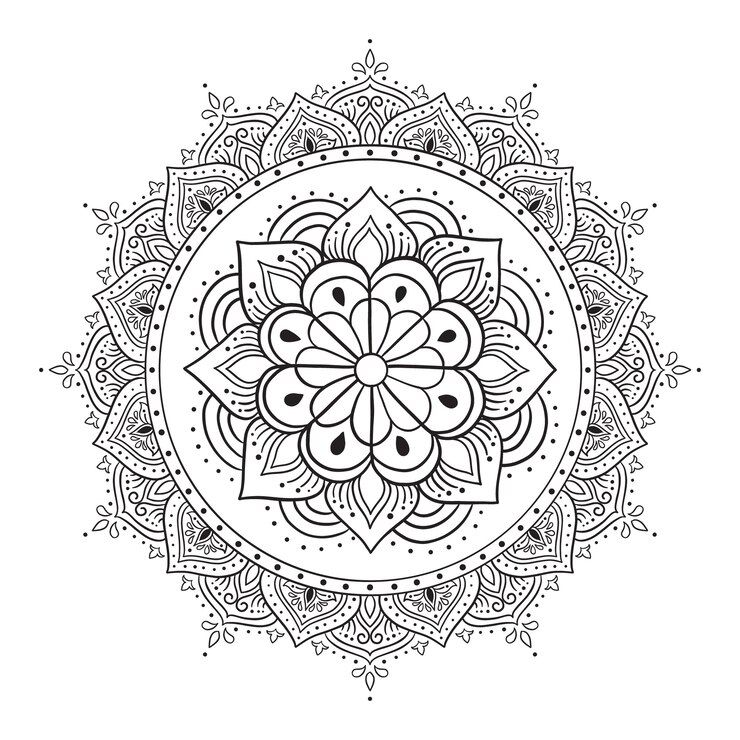 Vector Gratis gambar bunga lotus mandala digambar tangan