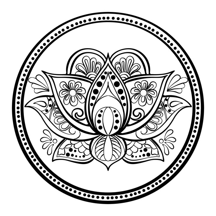 Vector Gratis gambar bunga lotus mandala digambar tangan