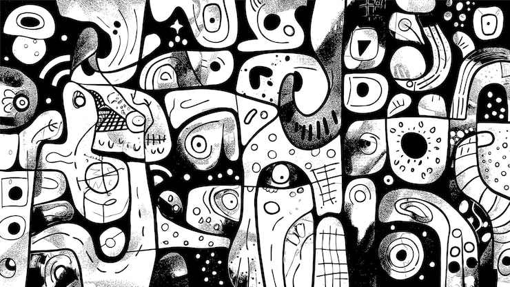 Vector Gratis gambar digambar tangan coretan hitam putih yang tertekan