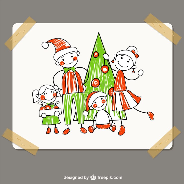 Vector Gratis gambar keluarga natal