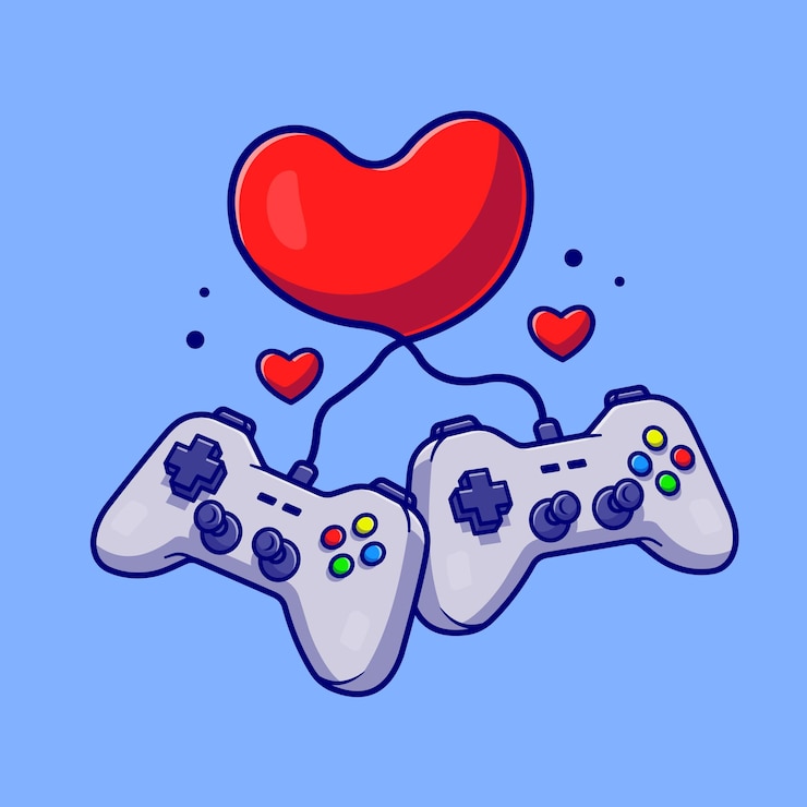Vector Gratis game console with love heart cartoon vector icon illustration. technology recreation icon concept isolated premium vector. flat cartoon style