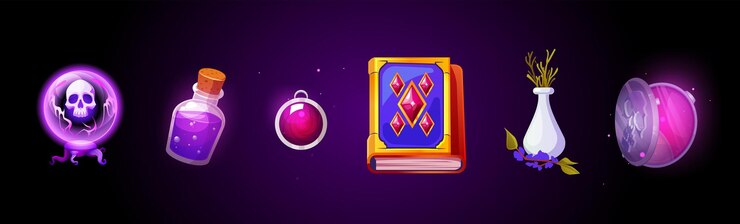 Vector Gratis game icons of witch or wizard magic stuff