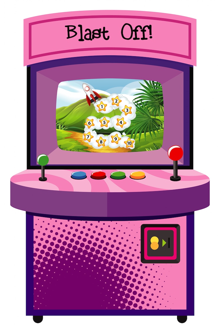 Vector Gratis game machine for counting numbers on isolated background