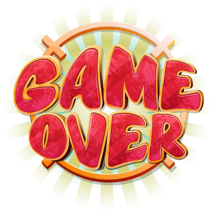 Vector Gratis game over message in cartoon style.