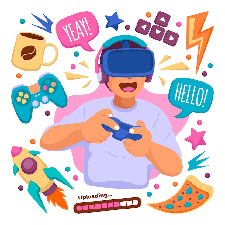 Vector Gratis game streamer concept elements illustrated