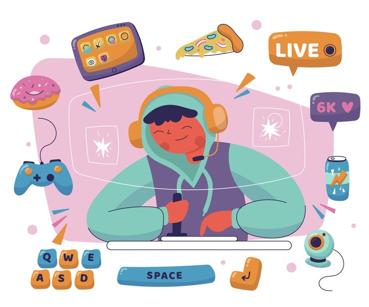 Vector Gratis game streamer concept elements