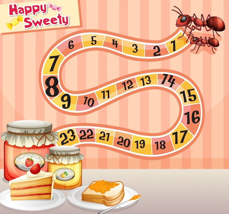 Vector Gratis game template with ants and jam