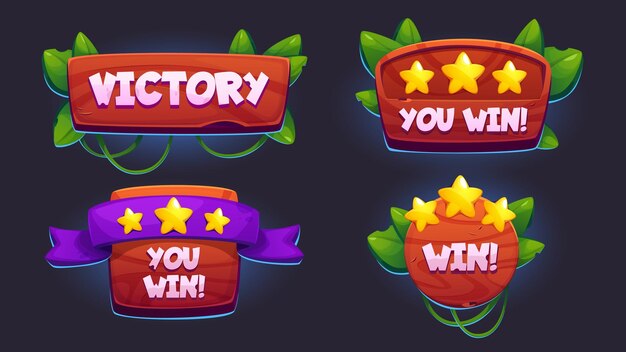 game ui victory badge element level winner design
