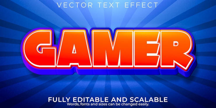 Vector Gratis gamer cartoon text effect, editable kids and school text style