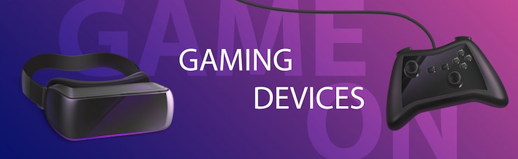 Vector Gratis gaming devices panoramic banner or header. vr
