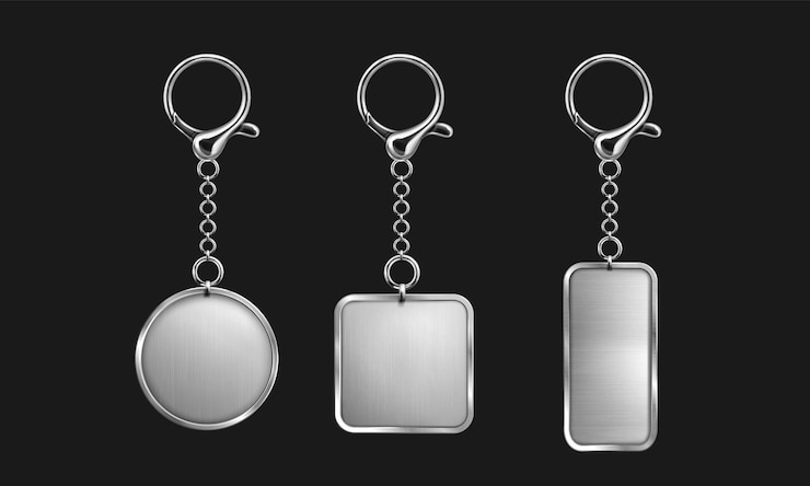 Vector Gratis gantungan kunci perak dengan mockup cincin untuk branding
