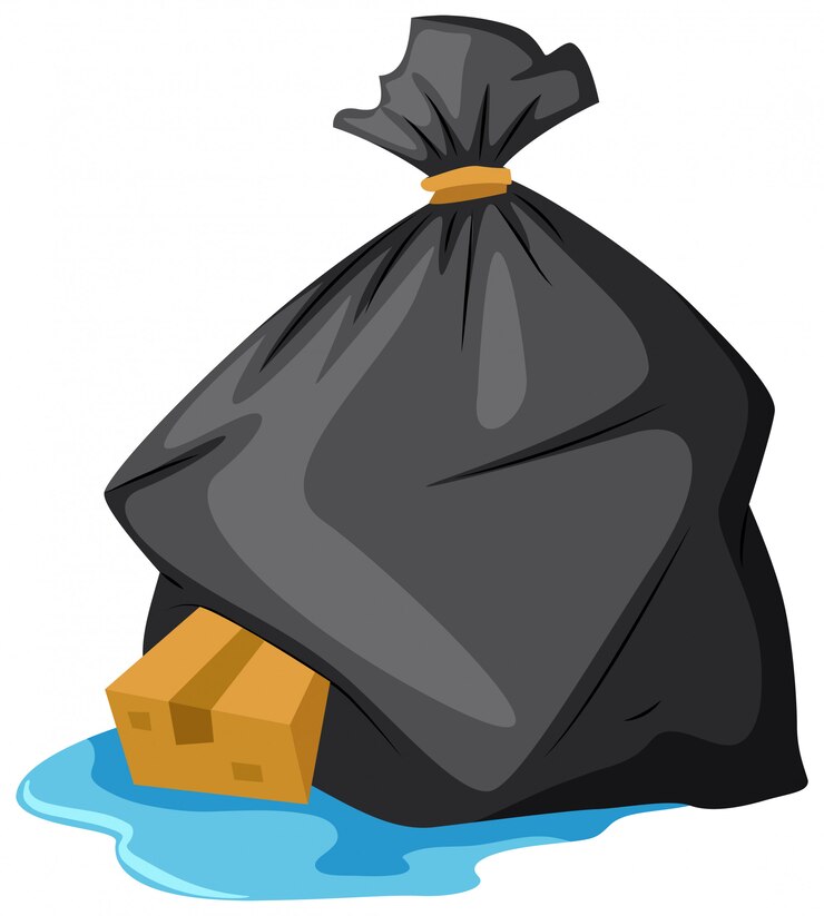 Vector Gratis garbage bag on wet floor