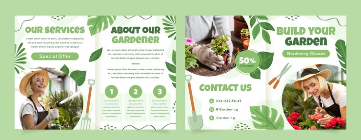 Vector Gratis gardening and cultivation brochure template