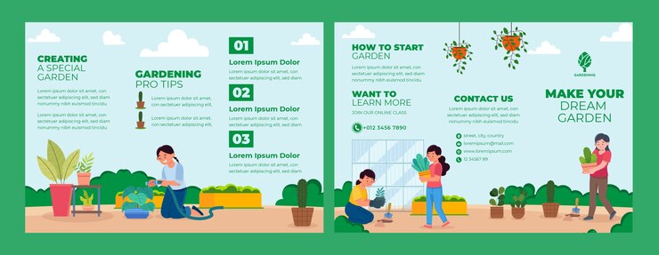 Vector Gratis gardening brochure template design