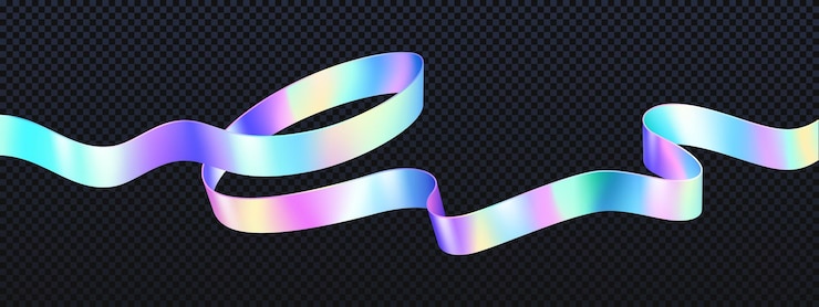 Vector Gratis garis gelombang pusaran pita hologram vektor terisolasi