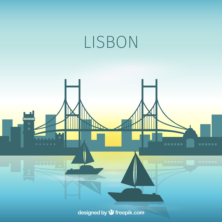 Vector Gratis garis langit indah lisbon