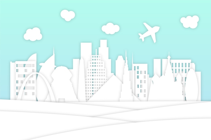 Vector Gratis garis langit markah tanah dalam gaya kertas