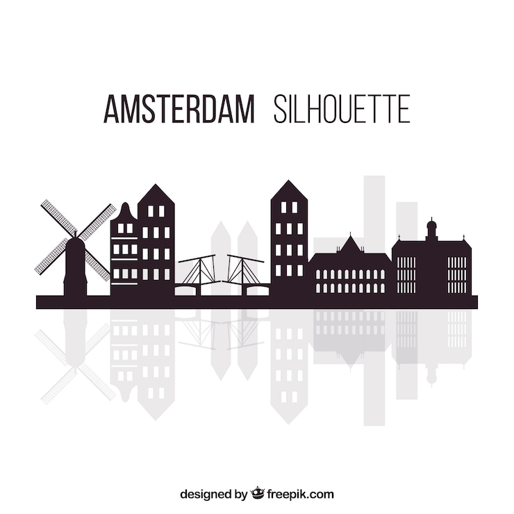 Vector Gratis garis langit modern amsterdam