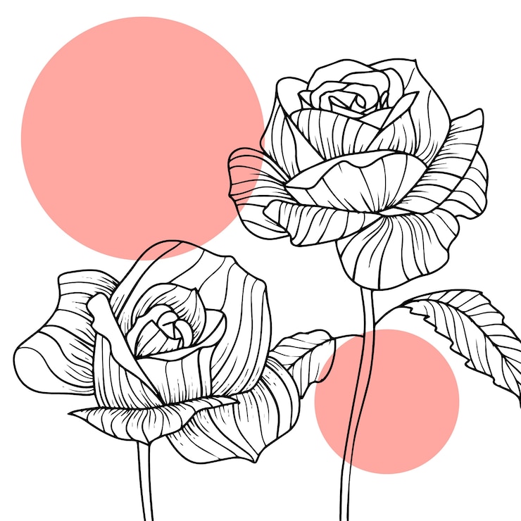 Vector Gratis garis luar bunga sederhana desain datar digambar tangan