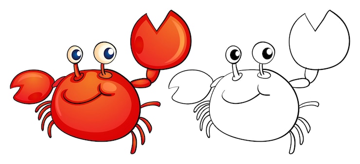 Vector Gratis garis luar hewan untuk kepiting kecil