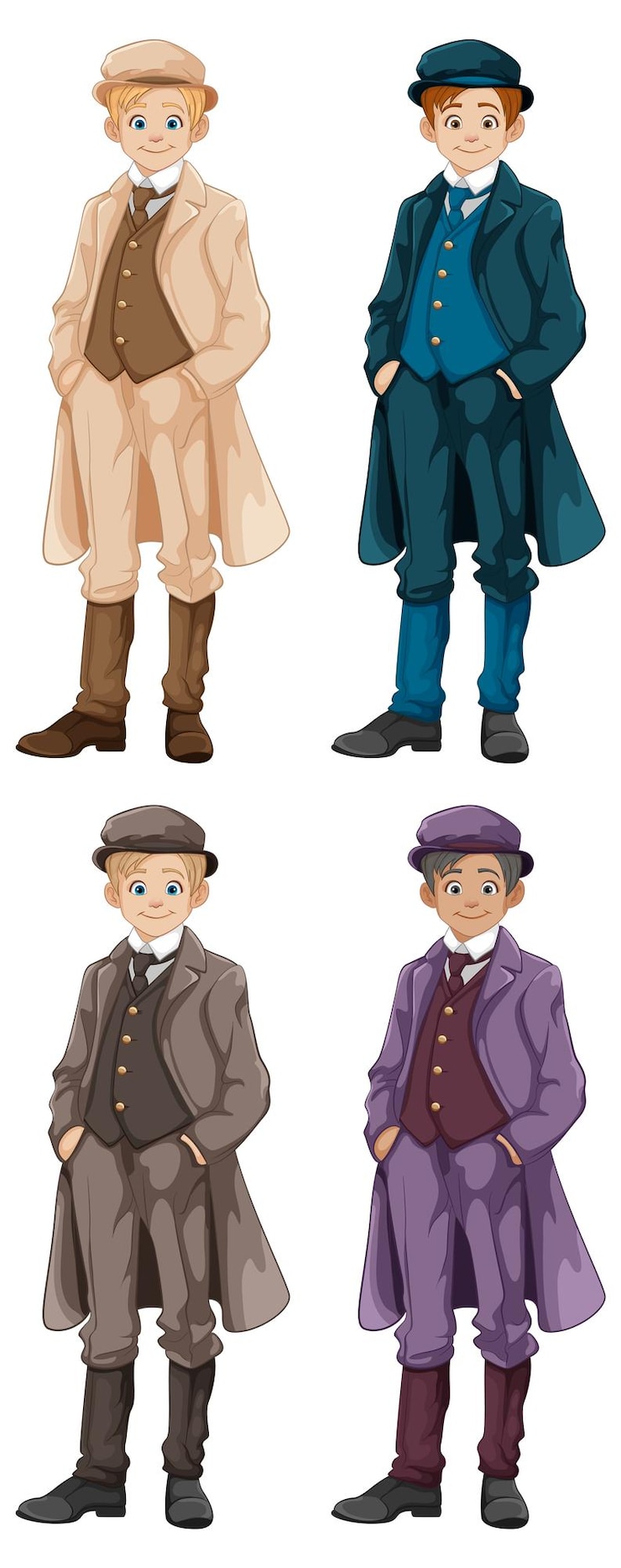 Vector Gratis gatsby vintage tweed suit cartoon characters in color