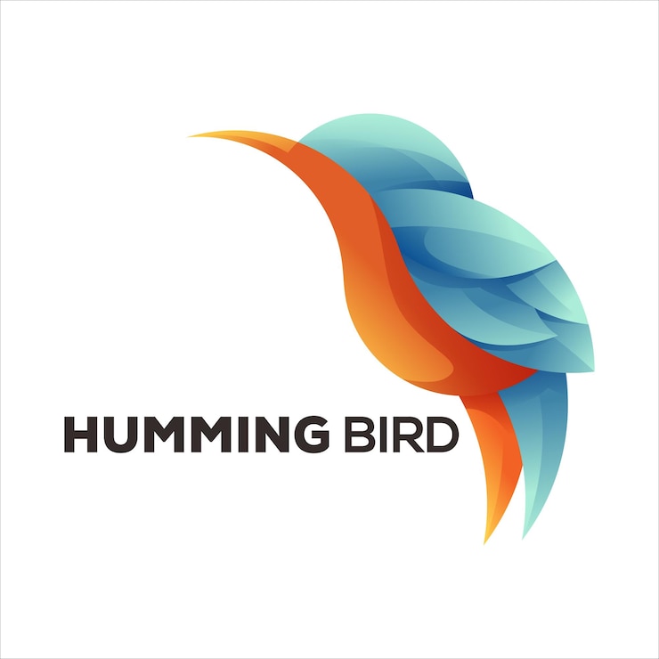 Vector Gratis gaya ilustrasi penuh warna desain gradien burung kolibri