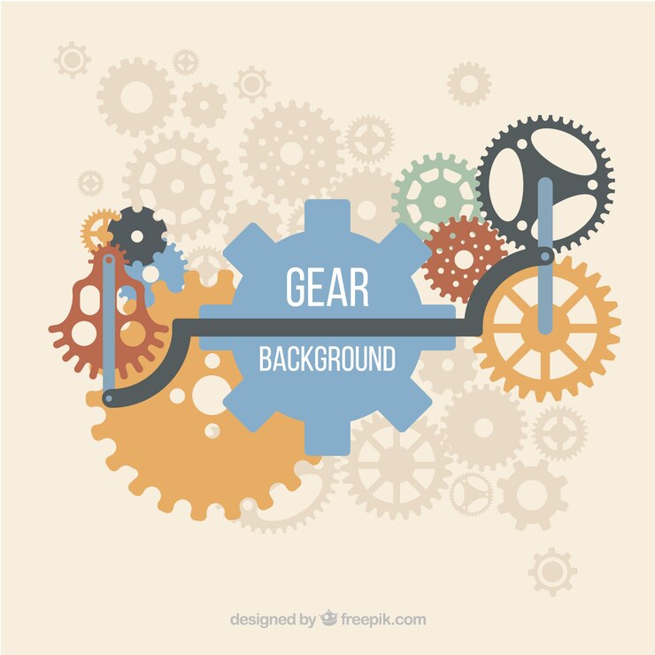 Vector Gratis gear background with pieces in different colors