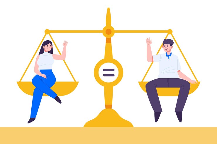 Vector Gratis gender equality concept with scale