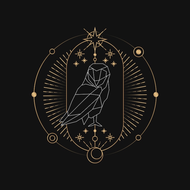 Vector Gratis geometric owl astrological tarot card