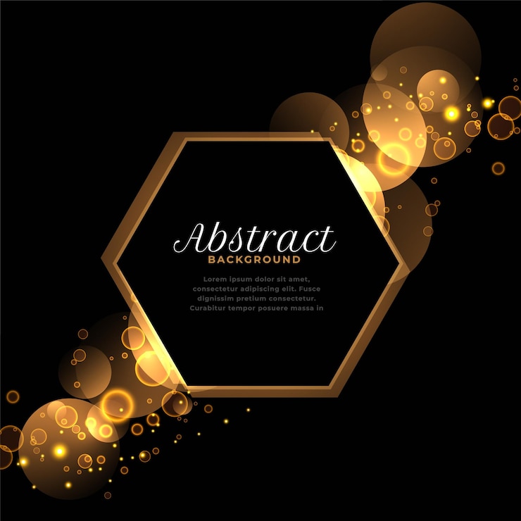 Vector Gratis geometric style hexagonal frame abstract background with bokeh effect