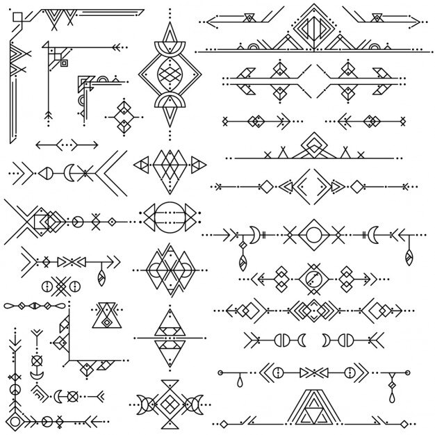 Geometric tribal ornaments