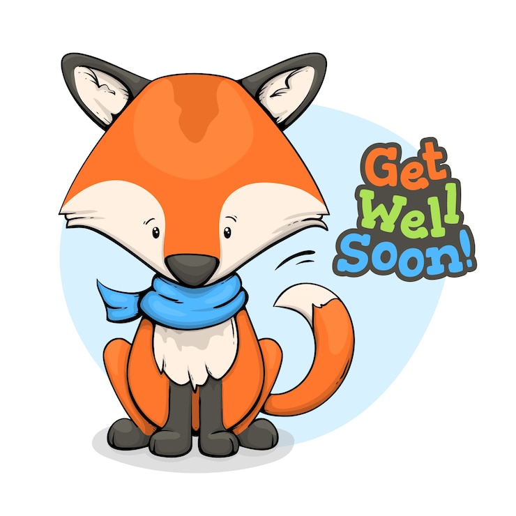 Vector Gratis get well soon with character message