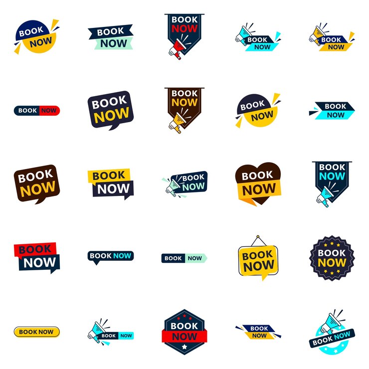 Vector Gratis get your customers booking with our pack of 25 highquality book now banners