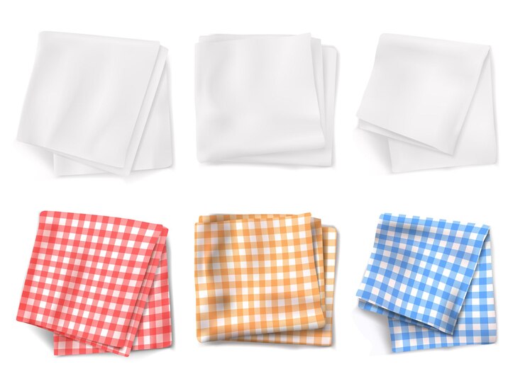 Vector Gratis gingham tablecloths and white kitchen towels top view