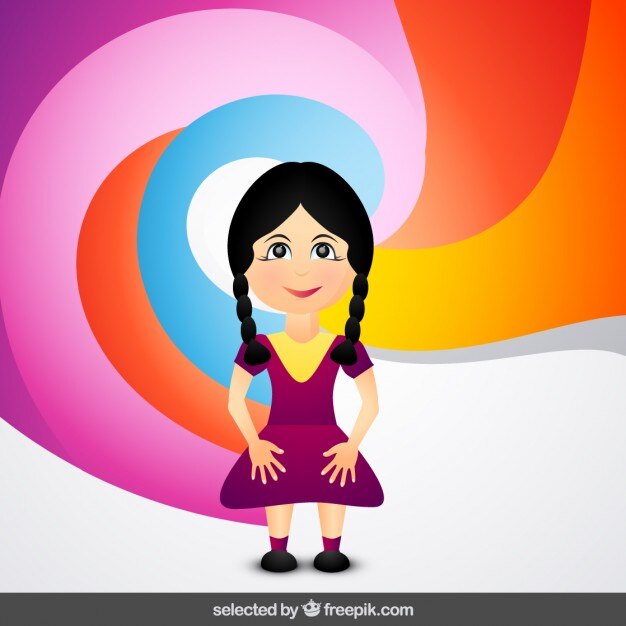 Vector Gratis girl cartoon on colorful background