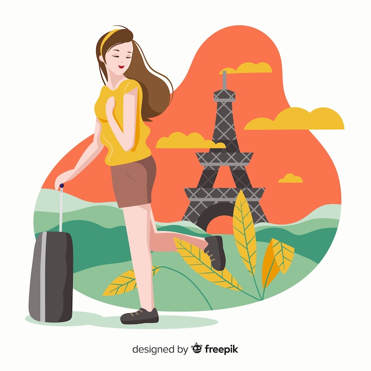 Vector Gratis girl going on a trip background