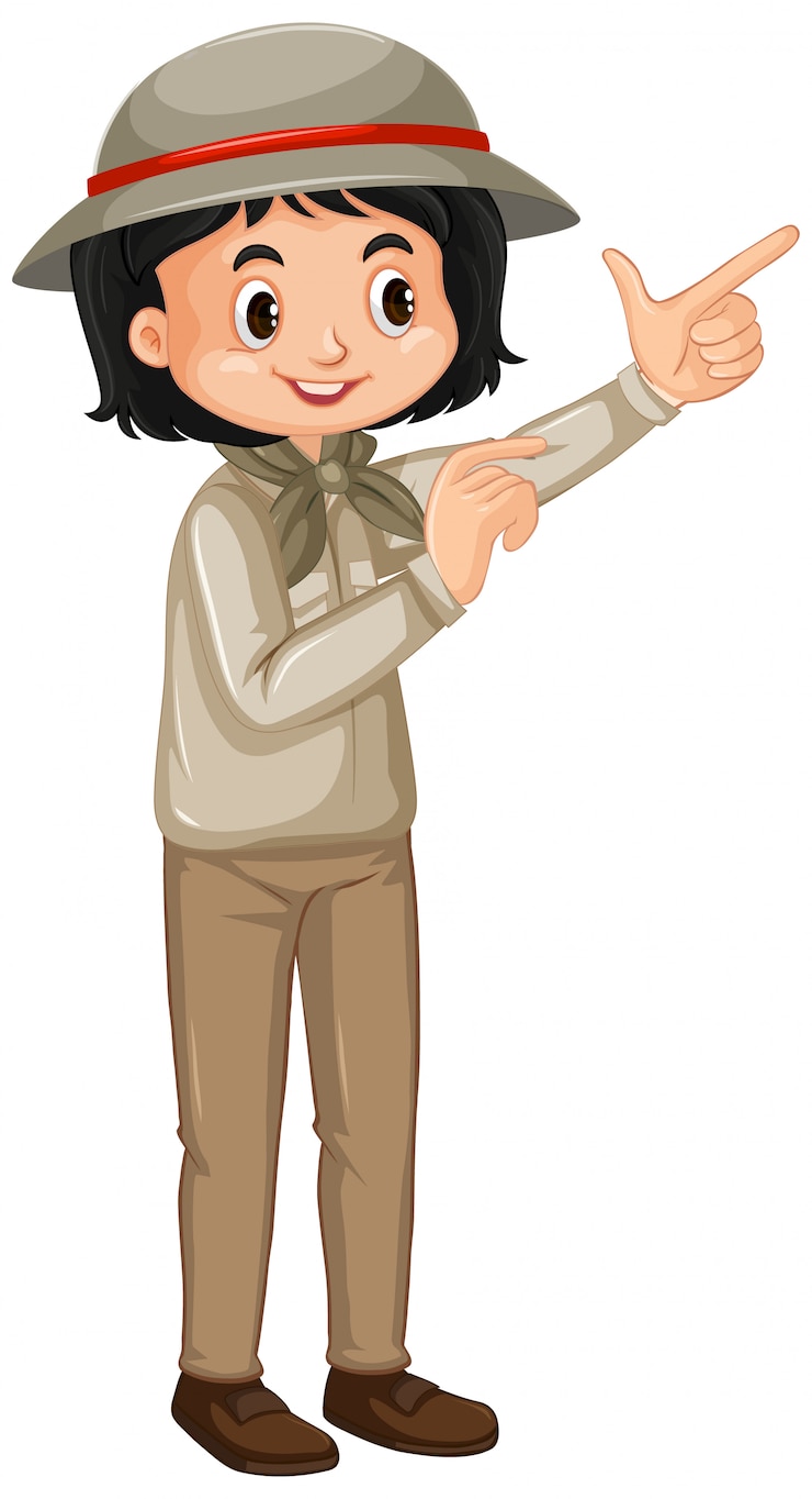 Vector Gratis girl in safari costume on white