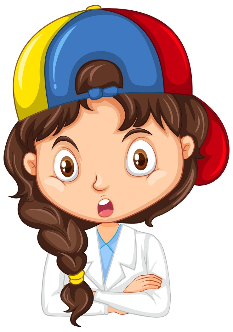 Vector Gratis girl in science gown on isolated background
