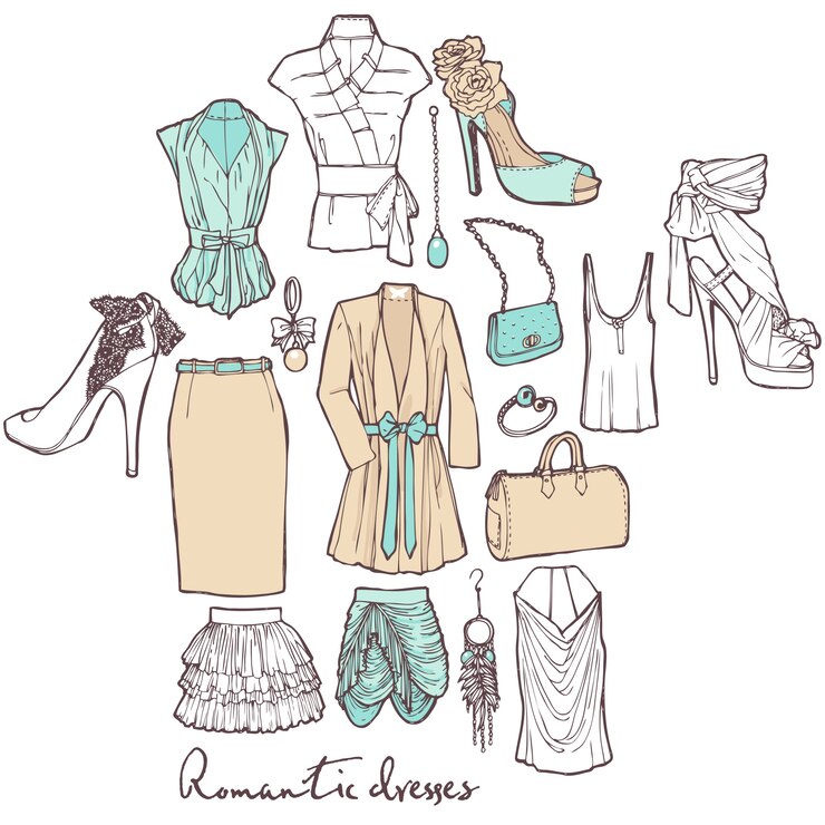 Vector Gratis girl's clothes set