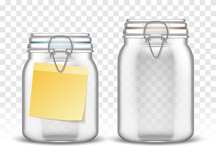 Vector Gratis glass bale swing top jars with paper note