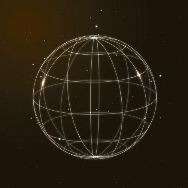 Global network technology icon vector in gold on gradient background