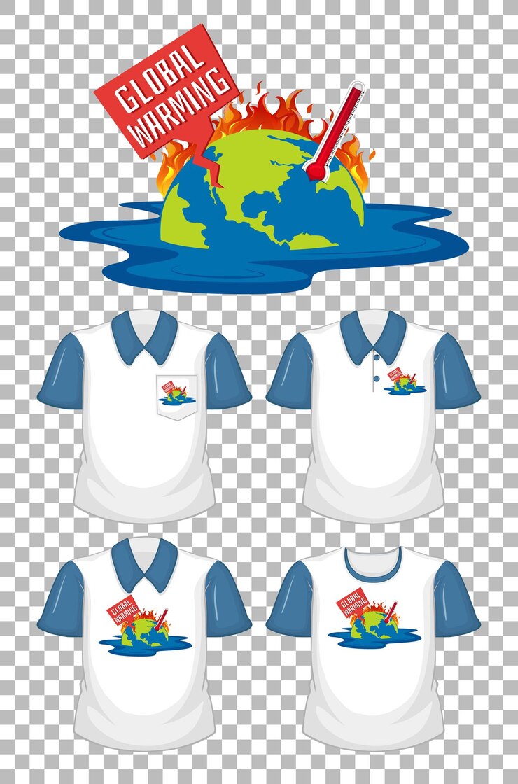 Vector Gratis global warming logo with set of different shirts isolated on transparent