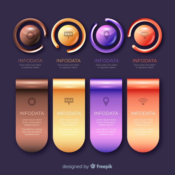 Vector Gratis glossy realistic infographic steps