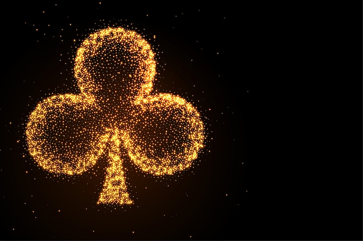 Vector Gratis glowing golden glitter clubs symbol black background
