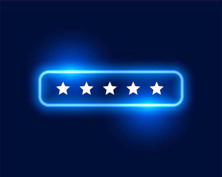 Vector Gratis glowing neon 5 star user rating background for feedback or survey