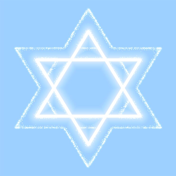 Vector Gratis glowing star of david traditional background with neon effect